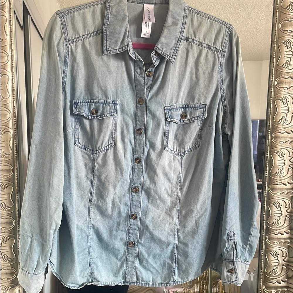 Pure Energy Light Blue Button Down Shirt X